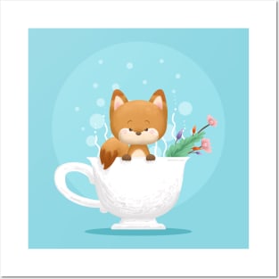 Fox Inside a Teacup Posters and Art
